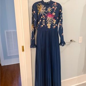 ASOS Embroidered Pleated Maxi Dress